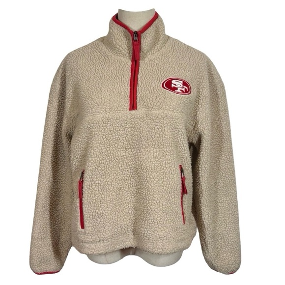 47 Brand San Francisco 49ers Niners Womens Oatmeal Snowbird Sherpa Quarter Zip - Picture 1 of 8